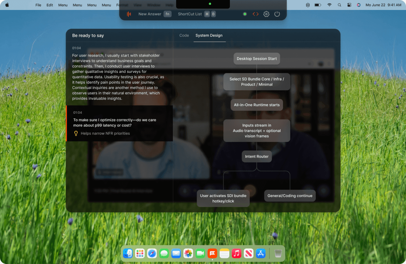 System design interview copilot with real-time AI assistance