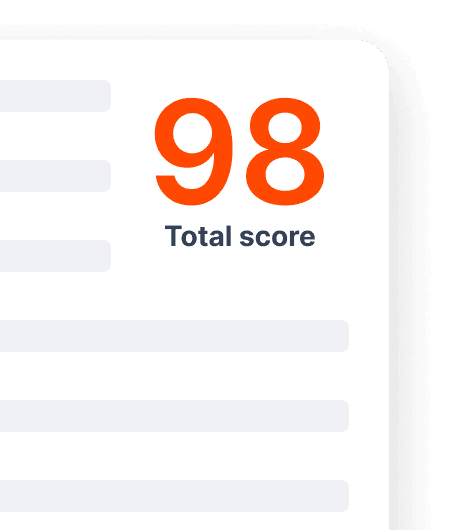 Interview score card showing 98 total score
